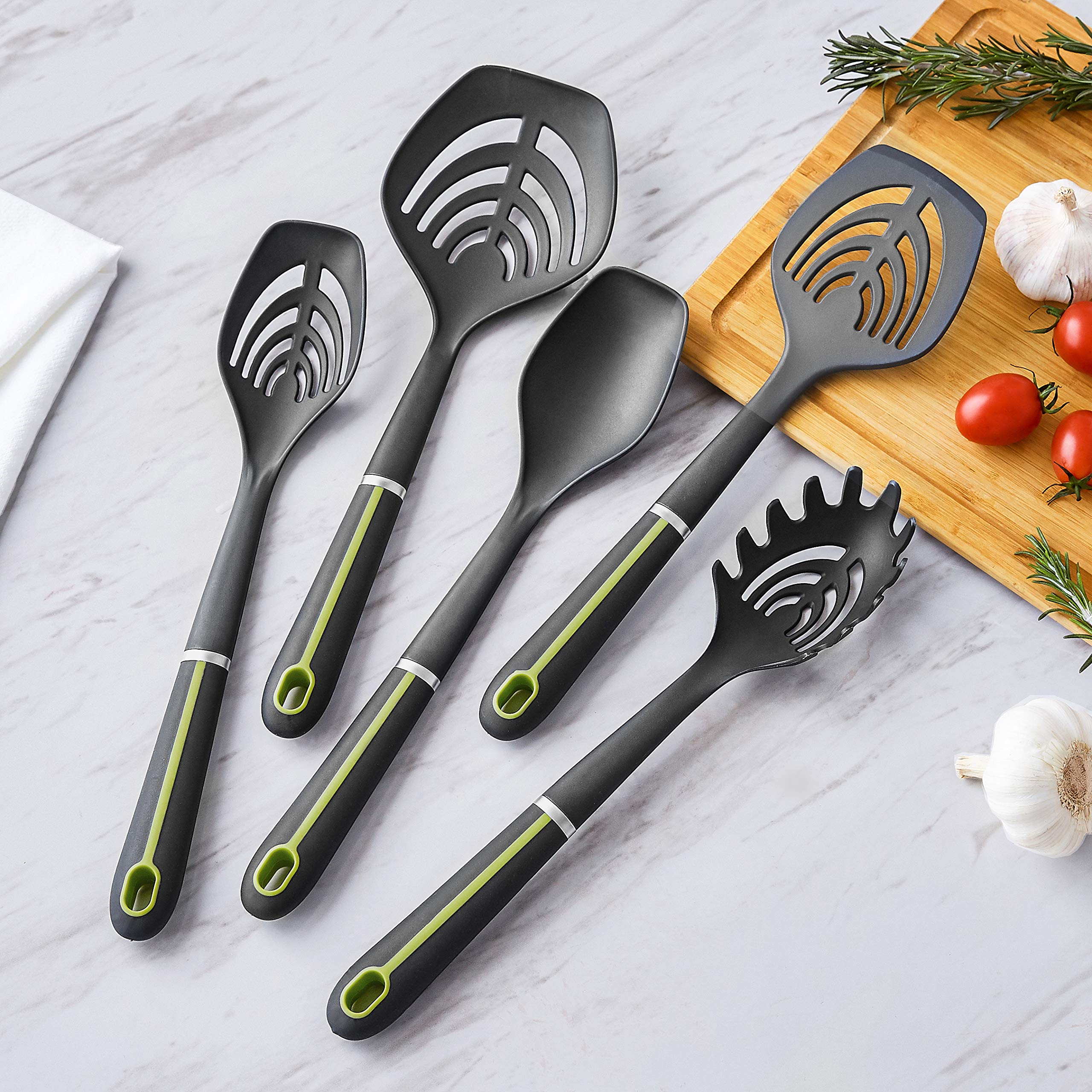 AmazonBasics 尼龍廚具套裝｜灰綠色・5件組・圖片 2