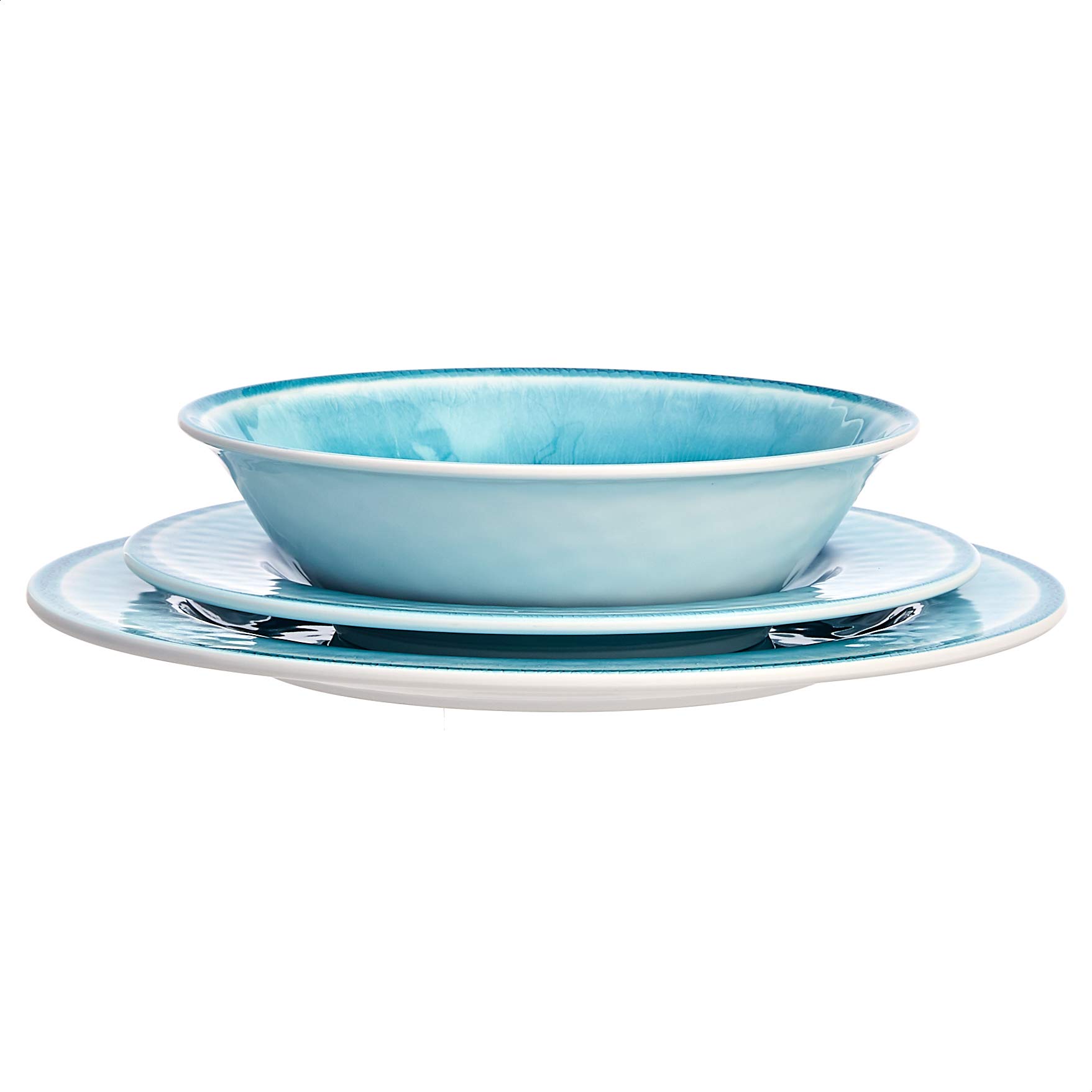 AmazonBasics 三聚氰胺餐具｜青綠裂紋・12件組・圖片 4
